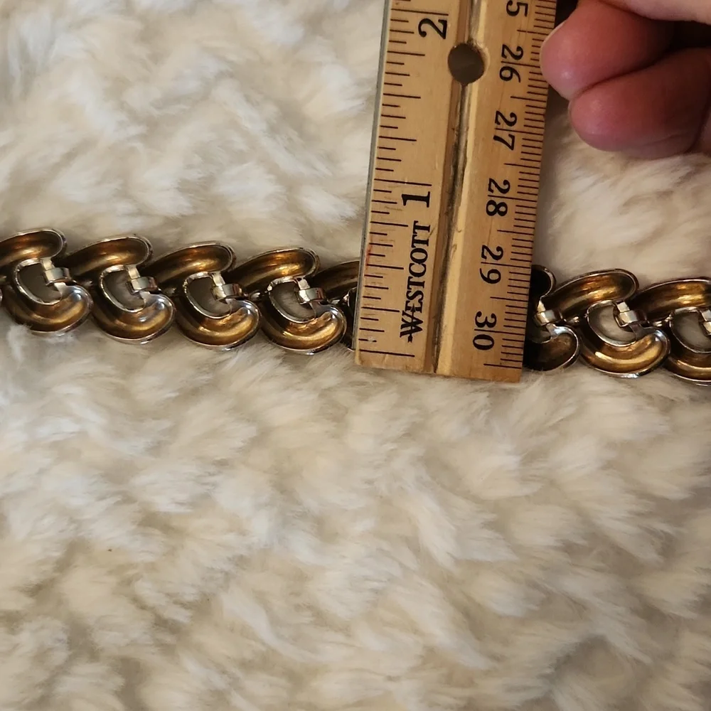 Vintage Classic 90s Gold & Silver Tone Puffy Chain Bracelet - Women
